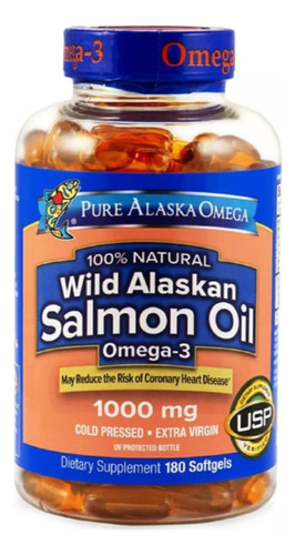 Aceite Salmón De Alaska Omega 3 1000mg (180) Cáps Americano Sabor Sin Sabor