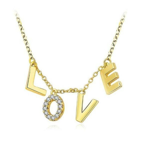 Collar Con Cristales, Amor De Cristal Ac16-872-oro Amarillo