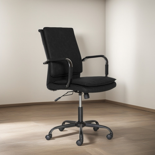 Silla Operativa Para Oficina Vinil Coderas Fijas