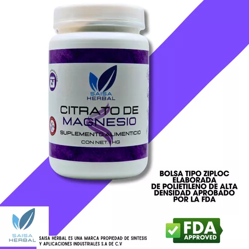 Citrato de Magnesio 2100mg - Magnesium Citrate 100% Puro - 60 Cápsulas