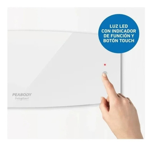 Imagen 2 de 4 de Caloventor De Pared Led Peabody 2000w Vidrio Curvo Templado Color Negro
