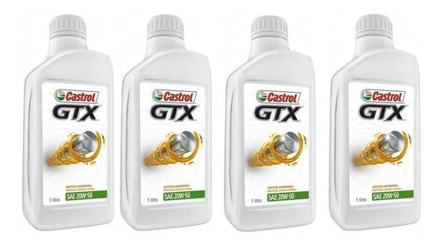 Kit 4 Óleo Mineral 20w50 Gtx Anti Borra Castrol 