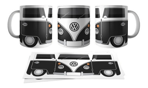 Taza Ceramica Combi Vw Negra Volkswagen Calidad Importada