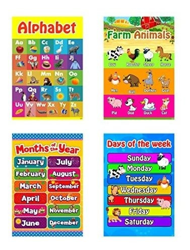 Imagen 8 de 9 de Carteles Educativos Para Preescolares, Niños Pequeños, Niños
