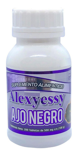 Imagen 2 de 4 de Ajo Negro 200 Tabletas De 500 Mg Alexyessy (3 Frascos)