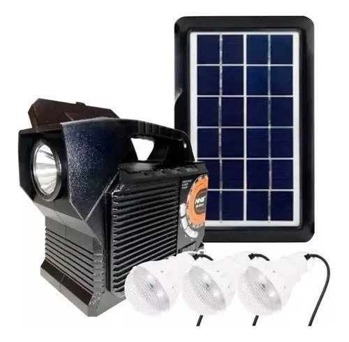 Kit Radio Parlante Panel Solar Bluetooth 3 Bombillos Lintern