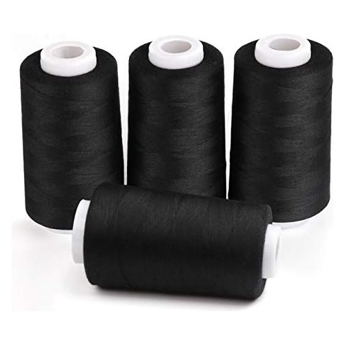 4 X 3000 Yardas Hilos De Coser Remalladora Color Negro,...