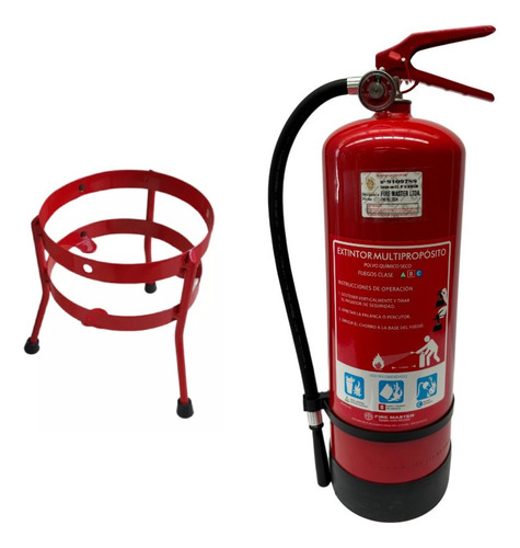 Extintor 6kg Abc + Soporte Tripode Para Negocios Fire Master