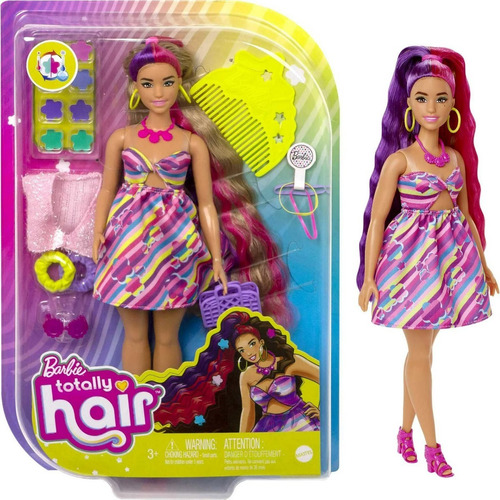 Barbie Totally Hair Muñeca Con 15 Accesorios Y Pelo Largo