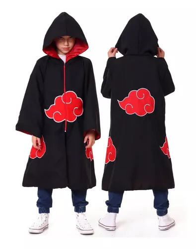 Manto Akatsuki Sem Capuz, Mascara, Kit Ninja e Anel Tobi A27