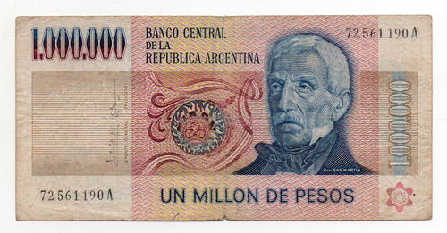 Argentina Billete 1000000 Pesos Ley 1 Millon Bottero 2514 B