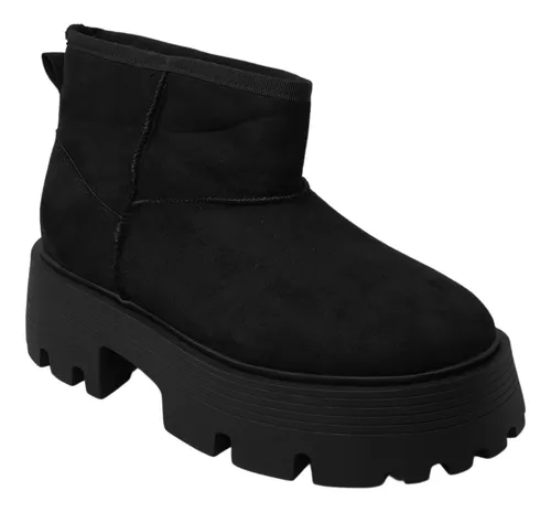 Botines Negros Afelpadas Zapatos Mujer Top Moda Wilder30
