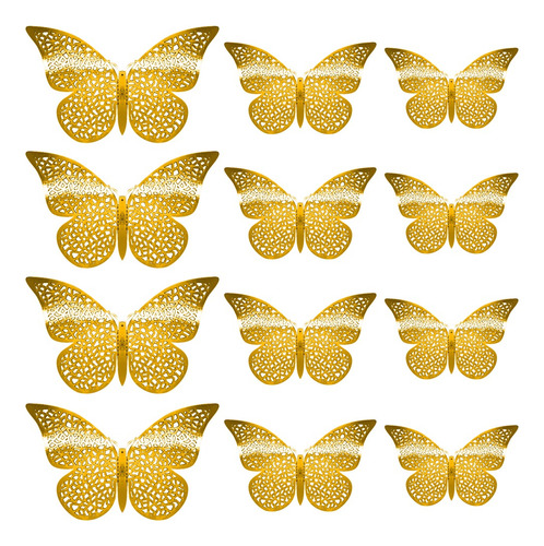 12 Mariposas Doradas Con Adhesivo K001_45