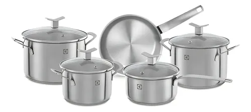 Jogo De Panela P/ Fogão Indução Electrolux Aço Inox 5 Pç