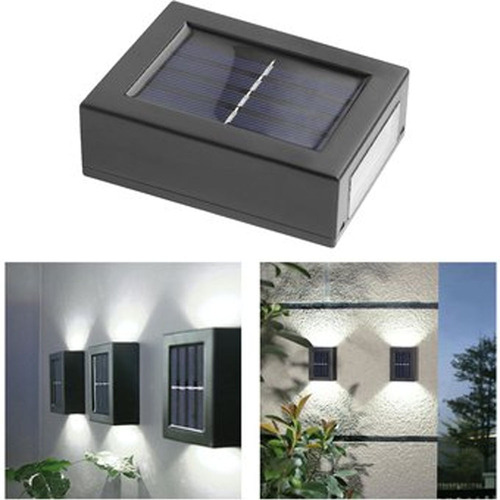 Aplique Solar De Muro ( 2 Led ) Luz Fría Exterior Lluvia