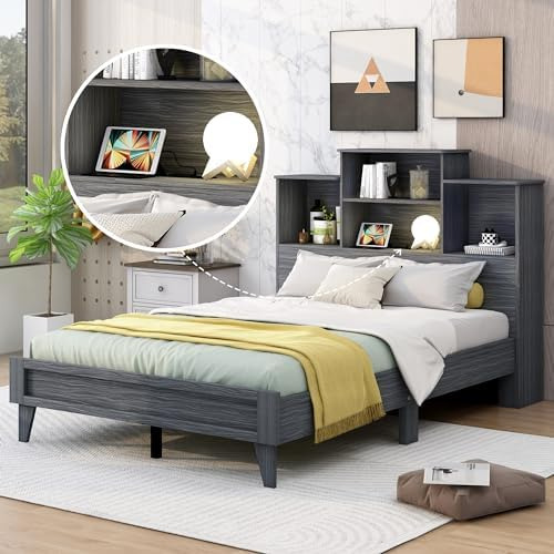 Base De Cama De Plataforma De Tamaño Matrimonial Con Cabecer