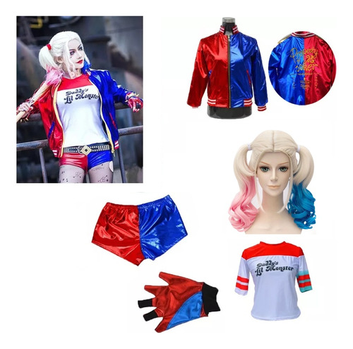 5pcs Disfraz De Halloween Traje De Cosplay Suicida Mujer