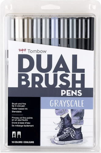 10 Marcadores Tombow Dual Brush / Grayscale