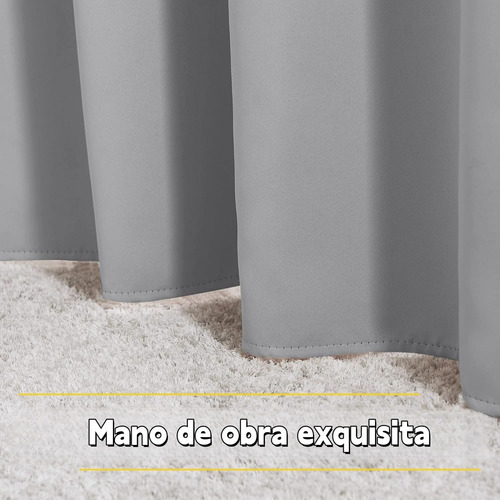 2pcs Cortina Blackout Premium Aislante 135x225cm Gris Claro