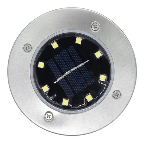 Luminaria Solar Spot Jardim 8 Leds Espeto Grama Kit 4 Uni