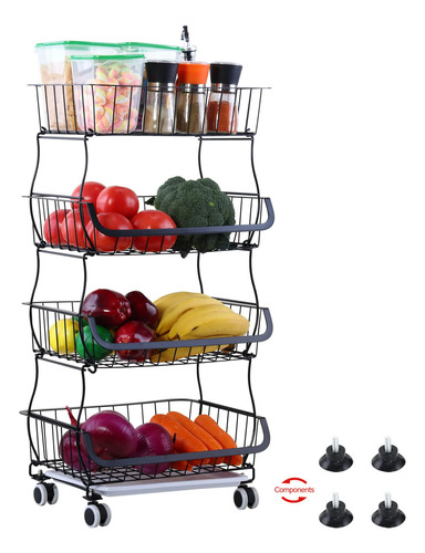 Refsaver Cesta De Frutas De 4 Niveles Para Cocina, Carrit