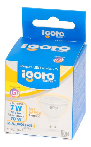 10 Pzs Foco Led Gu10 7w Luz Cálida