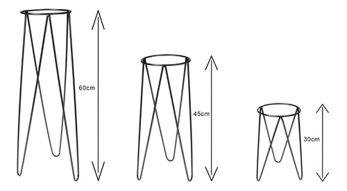 Kit 3 Suportes Metálicos Para Vasos Plantiê- Baixou O Preço