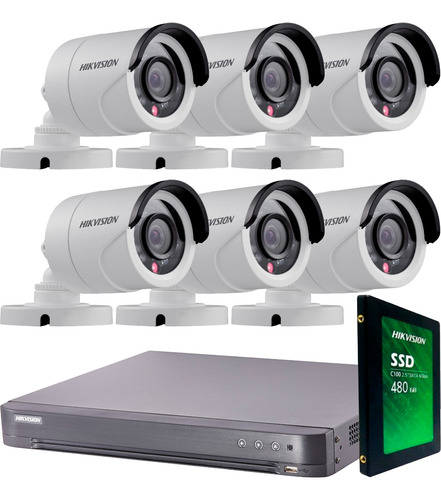 Kit Seguridad Hikvision Grabacion Full Hd 1080p Dvr 8 + Disco 1 Tb Instalado + 6 Camaras 2mp Exterior Infrarrojas + Ip