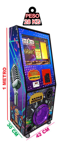 Maquina Karaoke Caixinha 6 X 1 Com Tela 17 Polegadas Roxa