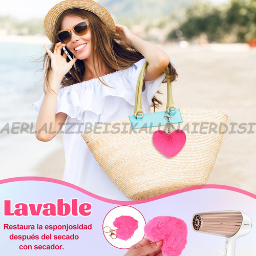 Xt Llaveros Pompon De Corazon Peluche Suave Moda Mayoreo