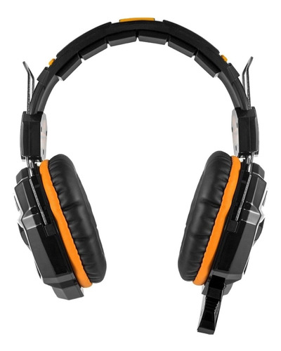 Imagen 1 de 4 de Auriculares gamer Level Up Copperhead negro y naranja con luz LED