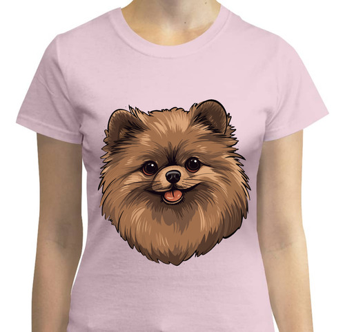 Playera Mujer Con Diseño Perro Pomerania Cara