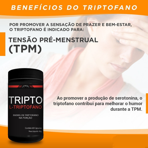 Triptofano Super Concentrado 860mg 60caps 5htp Serotonina