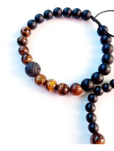 Pulseras Para Hombre, Piedra Onix, Y Ojo De Tigre Café Onix Y Ojo De Tigre Café 6 Cm 16 Cm