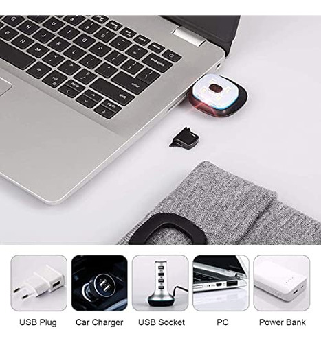 Cotop Gorro De Punto Con 4 Luces Led, Gorro Recargable Por U