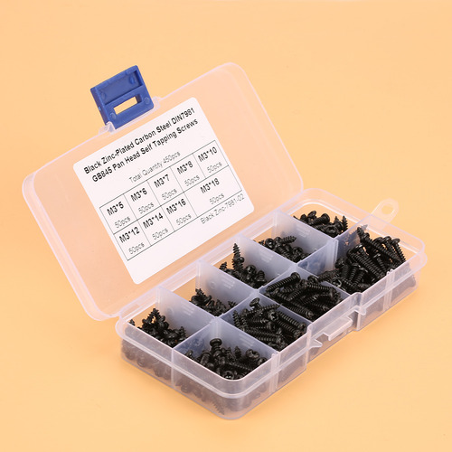 Juego De 450 Tornillos Autorroscantes De Cabeza Plana M3 Neg