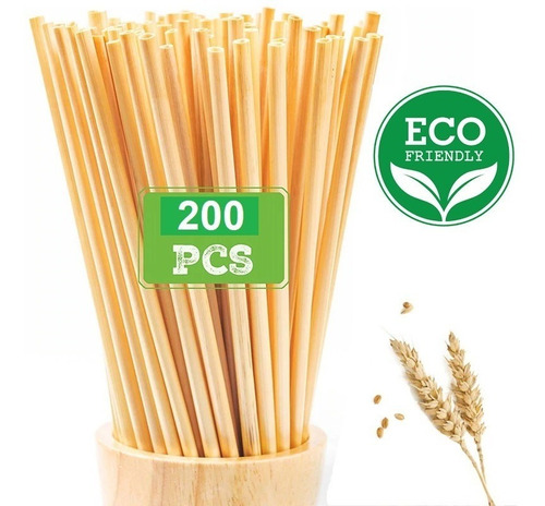 200 Pitillos Biodegradables 100% Ecológicos-hechos De Trigo