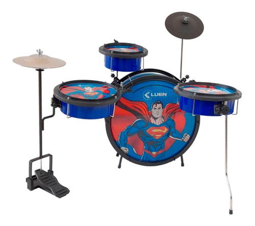 Bateria Infantil Luen Superman Abs Com Banco