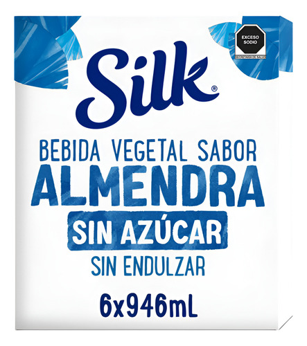 Leche De Almendra Silk Sin Azucar Sin Endulzar 6 Pzs 946 Ml