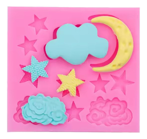 Molde Silicone Ceu Lua Nuvem Estrela Chocolate Fondant Pasta
