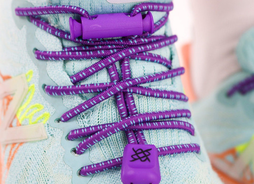 Cadarço Elástico Hupi Laces Roxo Risca Azul