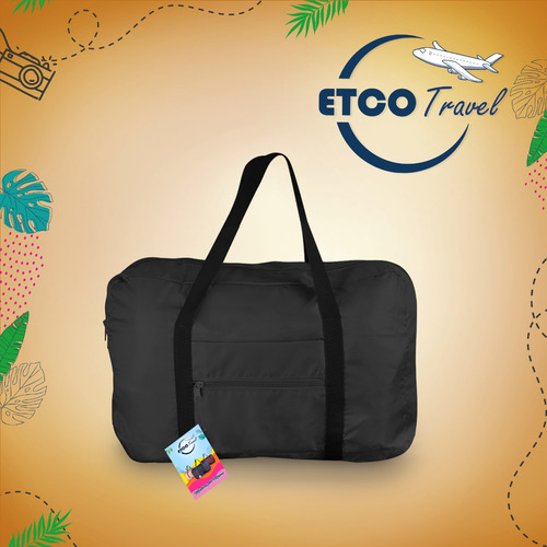 Bolsa De Viaje Plegable Para Viajes Deportes Impermeable Color Negro