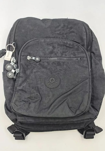 Backpack Kipling Seoul Small Mochila Chica Compartimento Tablet Color Black Noir Diseño De La Tela Liso