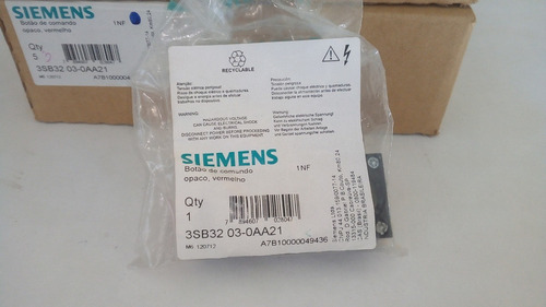 Siemens Pulsador 22mm Redondo Plastico Rojo Nc 3sb3203-0aa21