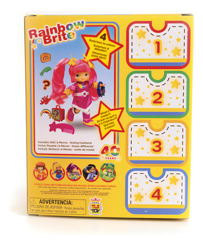 Tls! Rainbow Brite 40 Aniversario! Muñeca Tickled Pink 14 Cm