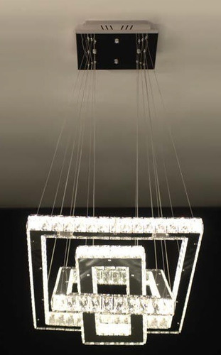 Pendente 3 Alianças Retangular Cristal - 100cm /85cm /70cm Estrutura Cinza 127/220V