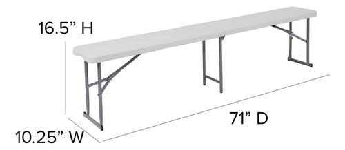 Banco Plegable De Plástico Blanco Granito 26 X 180 Cm Con As