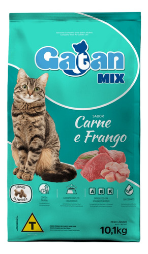 Ração Gatan Mix Sem Corantes Gatos Adultos Carne Frango 10kg