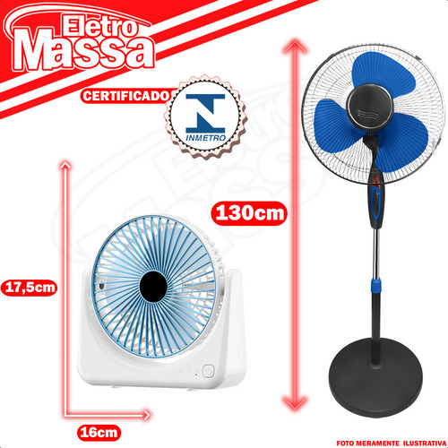 Ventilador Torre 220v 3 Pás 45w Coluna 130cm E Mini Ar Sem Fio Inclinável De Mesa Portátil