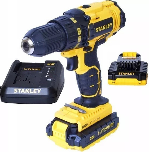 Taladro Inalambrico Stanley 20v Scd20c2 13mm + 2 Baterias